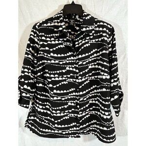 George Black And White Long Sleeve Blouse 16W